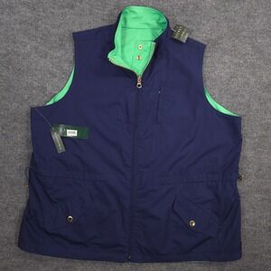 Lauren Ralph Lauren Vest Womens 3X Blue Green Reversible Full Zip Cinch Waist